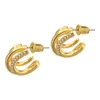 Hoop Earrings Christmas Gift Gold Circle Drop Diamond C-shaped Ear Piercing Customized For Women Personalized Stud Earr