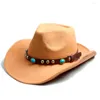 Berets Men Women Wired Fedora Hat Western Cowboy Cowgirl Cap Jazz Sun Toca Sombrero с Fahion Diy Leather Band 10