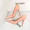 3391-6 Sandals Style Fashion Simple Ultra-high Heel Thin Shallow Mouth Pointed Sexy Nightclub Slim Satin Women's Single Shoes