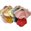 Conjuntos de roupas para meninos meninas meninas listradas 2pcs conjuntos de verão algodão casual camise