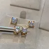 Stud￶rh￤ngen 18K Rose Gold Plated Total 2 CT Diamond Test Past D Color Moissanite Cow Head Silver 925 Original ￤delsten