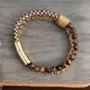 Urok Bracelets Bracelets łańcuch ze stali nierdzewnej Link Golden for Men Pletające skórzane koraliki Boguń Punk punkowy biżuteria męska