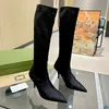 Kvinnor Winter Boots Designer Fashion Women's Sticked Socks Boots Luxury 2022 Sexiga elastiska stövlar 22 tum lår Hög Boot Breattable Elastics pekade tåskor