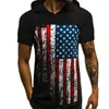 Erkekler Tişörtleri Gelişleri Kadınlar/Erkekler Baskı Amerikan Bayrağı 3D Kapüşonlu Tshirt Cap Man Kısa Kollu Punk Sakiller