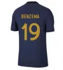 T-shirts 2223 Franse Heren Kante Benzema Mbappe Voetbalshirt 2022 Frankrijk Griezmann Giroud Pavard Heren Shirt Kimpembe Saliba Varane Dembele Voetbaluniform SX5