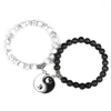 Charm Bracelets Tai Chi Yin Yang Couple Set For Women Men Lovers Black White Stone Bracelet 2Pcs/set Bangle Valentine's Day Gift