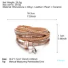 2022 new fashion Charm Bracelets Braided Silver Color Leather Wrap Bracelet Boho Multilayer Strands Double Wrapped Cuff For Women top quality