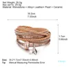 2022 Nieuwe mode bedelarmbanden gevlochten zilveren kleur lederen wrap armband boho multilayer strengen dubbel gewikkeld manchet voor vrouwen topkwaliteit