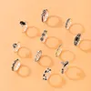 Vintage çiçek fil hayvanları kadınlar için yüzüğü içi boş yılan taç gümüş renk geometrisi 11pcs/set mücevher anillo