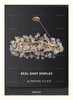 Romantik kristal avizeler sanatsal çiçek yuvarlak avize ışıkları fikstürü Amerikan modern asılı lambalar Avrupa art deco droplight çapı 60cm ila 120cm