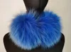 Ohrenschützer aus echtem Fuchsfell, Winter, warm, flauschig, weich, echter Schaf-Reifen, Blau