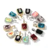 Colorful Square Fluorescent Color Gemstone Pendants Bling Choker Chain Necklaces