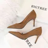 1829-a5 Sandals Women's Shoes Thin Heels High Suede Shallow Mouth Pointed Metal Beads Night Club Sexy Single