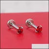 Stud 1pc Sergiczny Stalowa cyrkon GEM Uchuszka Tragus Helix Pieć Labret Lip Studs Pierścień Wewnętrznie Nić 16G Body Biżuter