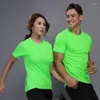 ジャージのランニング高品質のスパンデックス男性女性Tシャツクイックドライフィットネストレーニングエクササイズ服ジムスポーツシャツトップス