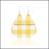 Dangle Lustre Mode Plaid Goutte Dangle Boucle D'oreille En Cuir Pu Double Face Cadeaux De Noël Femmes Bijoux Boucles D'oreilles Livraison 2021 Dhs Dh8Pv