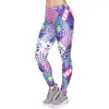 Kvinnors leggings 2022 kvinnor mode casual fitness f￤rgglad geometrisk stamstil