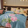 Bettwäsche-Sets, hochwertiges Satin-Schleifblumen-Druckset, nordischer Bezug, Einzelbett, Bettdecke, Kissenbezüge, Bettwäsche
