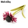 Broches Wulibaby Cornflower Daisy Flower For Women Pink Email Weddings Banquet Broche Pins Gifts
