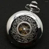 Pocket Watches Retro Vintage Unisex Hollow Flower Round Dial Hand Winding Chain Mechanical Watch Clock Men Women With Accessory