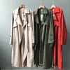 Dames Trench Coats Dames Autumn Windscheper Solid Color Long Jacket Winddichte mode over-de-knie met riem