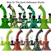 Halloween w stylu Mini Hookahs świeci w ciemnym 6 -calowym unikalnym wzorze szklanym szklanym bongs zęby prysznicowe platformy olejne dab rig o grubość miski o grubości 4 mm