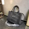 Handväska trend mode Paris Canvas Beach Bag Shopping Portable Tot Mommy Big Womens