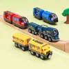 Diecast Model Cars Battery Operated Locomotive Play toys Fit Wooden Railway Tracks Powerful Engine Electric Train for Boys Girls Gift 0915