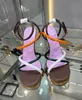 Top Luxury First Women Sandals Shoes Cross-over Strappy Party Dress High Heels Lady Lady Sexy Gold-colored Metal Lad Gladiator Sandalias