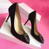 Eleganti pompe da donna pompe di marca scarpe da sera di lusso sandalo Hangisi 70mm pompa in raso impreziosito festa di nozze da donna 2022