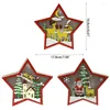 Party Decoration Farmhouse Rustic Christmas Wall Hanging Decor With LED Lights Star Shaped Wooden Lamp Cartoon Santa Claus Tree Scene
