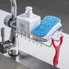 Hooks Kitchen Stainless Steel Sink Drain Rack Sponge Storage Faucet Holder Soap Drainer Shelf Basket Organizer Bathroom Accessories