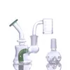 Hookahs 2022 Nuevo Arrivel 4 "Bong de vidrio Mini Bubbler Tubería de agua Dab Rig con tazón de 14 mm y Banger de cuarzo arenado Contenedor de silicona Conjunto de caja de regalo Dabber de cera