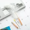 Feather Ballpoint Pens 1.0mm Spin Style Metal Rollball Pen Replaceable Refill Ball School Office Supplies Stationery Gift