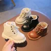 Сапоги для девочек мода осень зимняя хлопчатобумажная обувь маленькие мальчики короткие бежевые черные цвета 220915