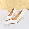 1961-2 Sandals Style Fashionable Simple Thin Heel High Shallow Mouth Pointed Head Versatile Women's Shoes Spring and Autumn Women's