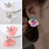 Einfache Chiffon Blume Baumeln Ohrringe Für Frauen 2022 Koreanische Mode Schmuck Hochzeit Party Mädchen Elegante Schmuck Zubehör