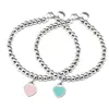 Braccialetti fascino perle a cuore blu bracciale bracciale in acciaio inossidabile marca a pendente rosa marca tif design donne eleganti gioielli regalo br2489