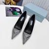 Designer Shoes crystal diamond shiny Lady Classic Sandals Women Dress Womens Genuine Leather Pumps Wedding Party Office Career 9.5cm Heel Really original quality