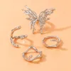INS Big Butterfly Joint Ring Sets für Frauen Silber Farbe Geometrie Legierung Metall Öffnung Ring Schmuck 4 teile/sätze