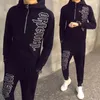 Tracksuits voor heren letter trui heren track pak suit met capuchon jas sweatsuit heren sportpakken merk 2 stuks set jogger geprinte trainingspak