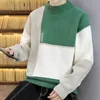 남자의 스웨터 패치 워크 패션 의류 o 넥 캐시미어 풀오버 니트 스웨터 가을 겨울 탑 220916
