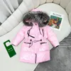 Baby Designer Clothes Down Coat 2022 Fashion Winter Thickened Jacket Girl Bright Outwear Long Western Style Children's Big Hair Collar Kids Clothing