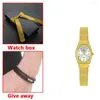 Armbandsur 2022 Ankomst Vete Ear Simple Strap Gold Rectangular Dial Quartz Ladies Watch Chic and Excellent Clock Relogio Feminino
