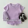 Clothing Sets Summer Baby Solid Ribbed Short Sleeve Clothes Set Boys Girls Candy Color T Shirt Shorts Set Cotton Children 2pcs Suit 220916