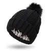 Grube ciepłe zimowe kapelusz na dzianina plus aksamitne wygodne wełniane czapki dla kobiet z sztuczną kulą polarową Beanie Ski CPA4362 F0916