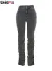 Pantaloni da donna Capris Weird Puss Y2K Jeans a vita alta impilati Pantaloni da donna in denim skinny divisi in cotone Tendenza autunnale Pantaloni elasticizzati casual da strada selvaggi 220916