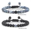 STRAND 2PCS/SET Multi-colour Natural Watered Stone Handmade Gevlooide Braceletsbangles Women Men Men Rock Jewelry