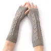 Knee Pads Women Winter Long Sleeve Fingerless Gloves Ladies Stretchy Wool Knitted Wrist Arm Warmer Half-Finger Knitting Warm Cover