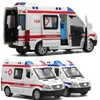 s 1/32 Ambulance Diecast Alloy Police Car Fire Engine Auto Model With Light Pull Back Function 5 Doors Vehicles Toys 0915
